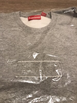 Supreme Cutout Logo Crewneck Heather Grey Size Large | eBay