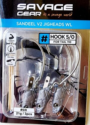 Savage Gear Sandeel V2 WL Weedless JIGHEADS - 3 Per Pack - Afbeelding 1 van 2