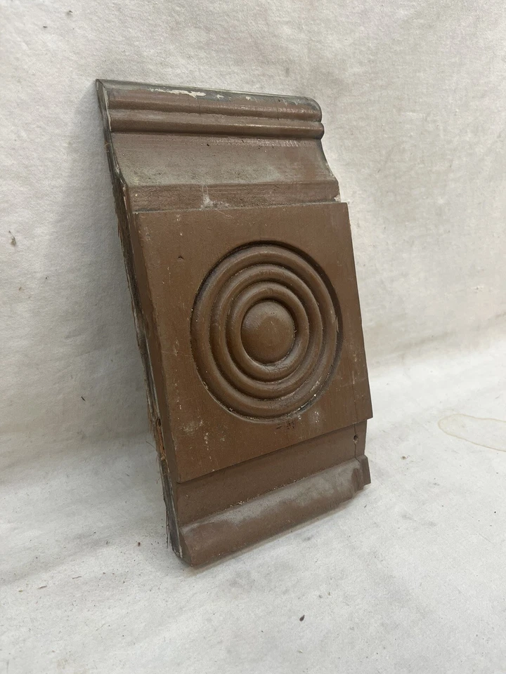 1800's Antique ROSETTE TRIM Plinth Block VICTORIAN Style Wood Bullseye ORNATE - Image 3 of 4