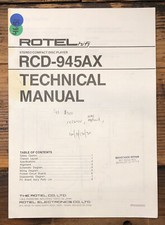 Rotel RCD-945AX CD Player Service Manual Original 