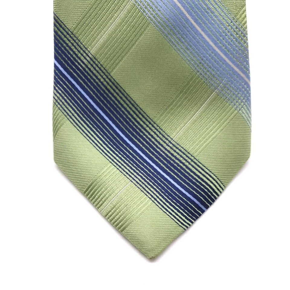 Corbata de vestir Michael Kors para hombre 100 % seda accesorio de diseñador regalo de oficina verde azul Foto 2 de 4