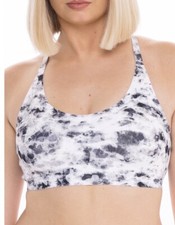 No Boundaries Juniors S Wire Free Bonded Racerback Bra Splatter Dye Black