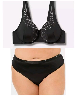 Torrid Rhinestone Bra 42DDD And Thong Panty 3X Set *FREE GIFT*