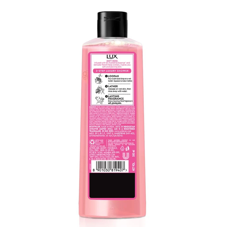 Lux French Rose Fragancia y Aceite de Almendras Lavado Corporal, 245 ml Foto 2 de 4