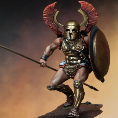 Unpainted 1/24 Resin Model 75mm Spartan Warrior with Shield with Base 1162Y #