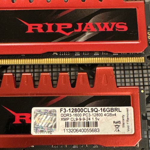 G. Skill Ripjaws 16GB 4x4GB PC3-12800 DDR3 1600MHz RAM F3-12800CL9Q - Picture 2 of 5
