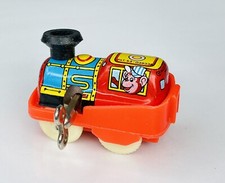 VINTAGE LITHO TIN TOY WIND-UP FRICTION TRAIN ENGINE SMALL METAL TOY WORKS JAPAN