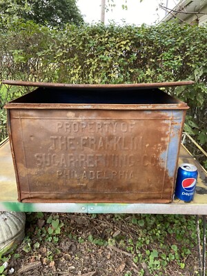 Antique 1900 s Franklin Sugar Refining Co USA Store DISPLAY TIN BOX BIN #14133