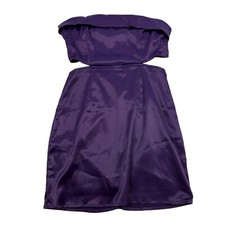 NWT HYFVE Forever21 Purple Satin Strapless Tube Dress Mini Cut Out Side Sz S