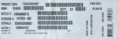 Intel FXX8X25S3HSBP 2U/4U Spare single port hot-swap backplane board NEW