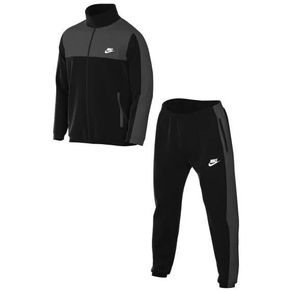 New Nike Tracksuit Men s Sports Essentials Poly Knit Black Grey