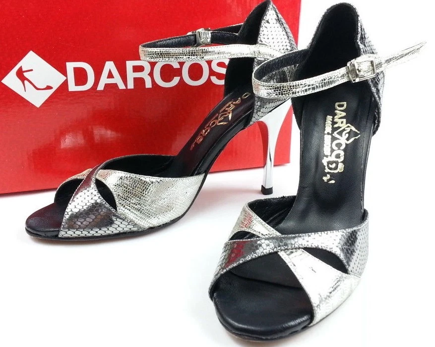 SLIGHTLY USED ARGENTINE TANGO SHOES DARCOS SILVER LEATHER eBay