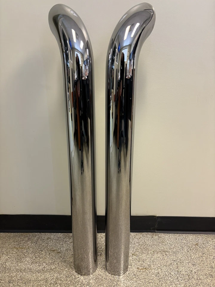 Pilas cromadas tubo curvo de 4 pulgadas escape cromado de 4"X40” (par) ¡Envío gratuito!! Foto 3 de 4