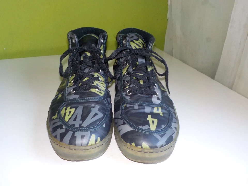 Baskets montantes designer Dirk Bikkembergs doublées shiny wet look gay camo 44 - Photo 3/4