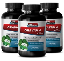 Healthy Digestive Capsules - Graviola Leaf 650mg - Graviola Vitamins 3B