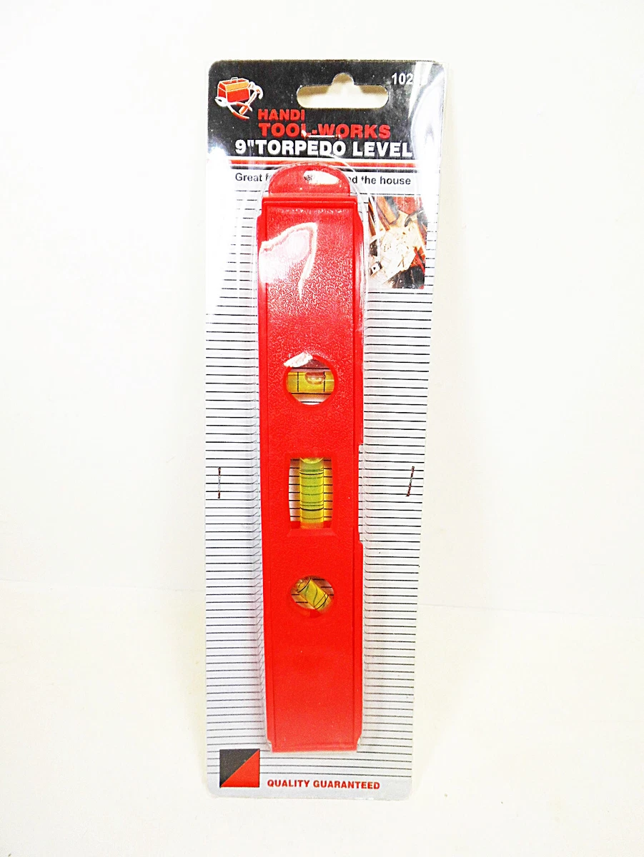 Torpedo Level 9 inch Red Plastic Magnetic Carpenters Framing