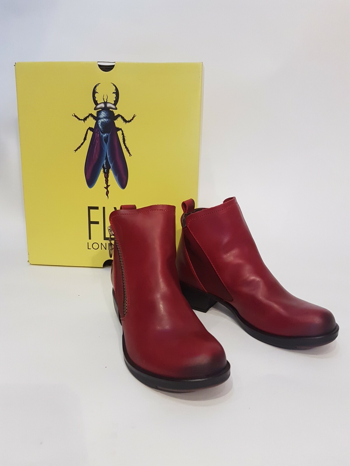 BNIB FLY London MELI Boots Red Leather 
