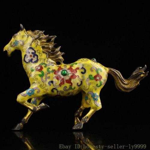 9" China bronze Cloisonne Feng Shui success Chinese Zodiac animal horse statue - Picture 4 of 9