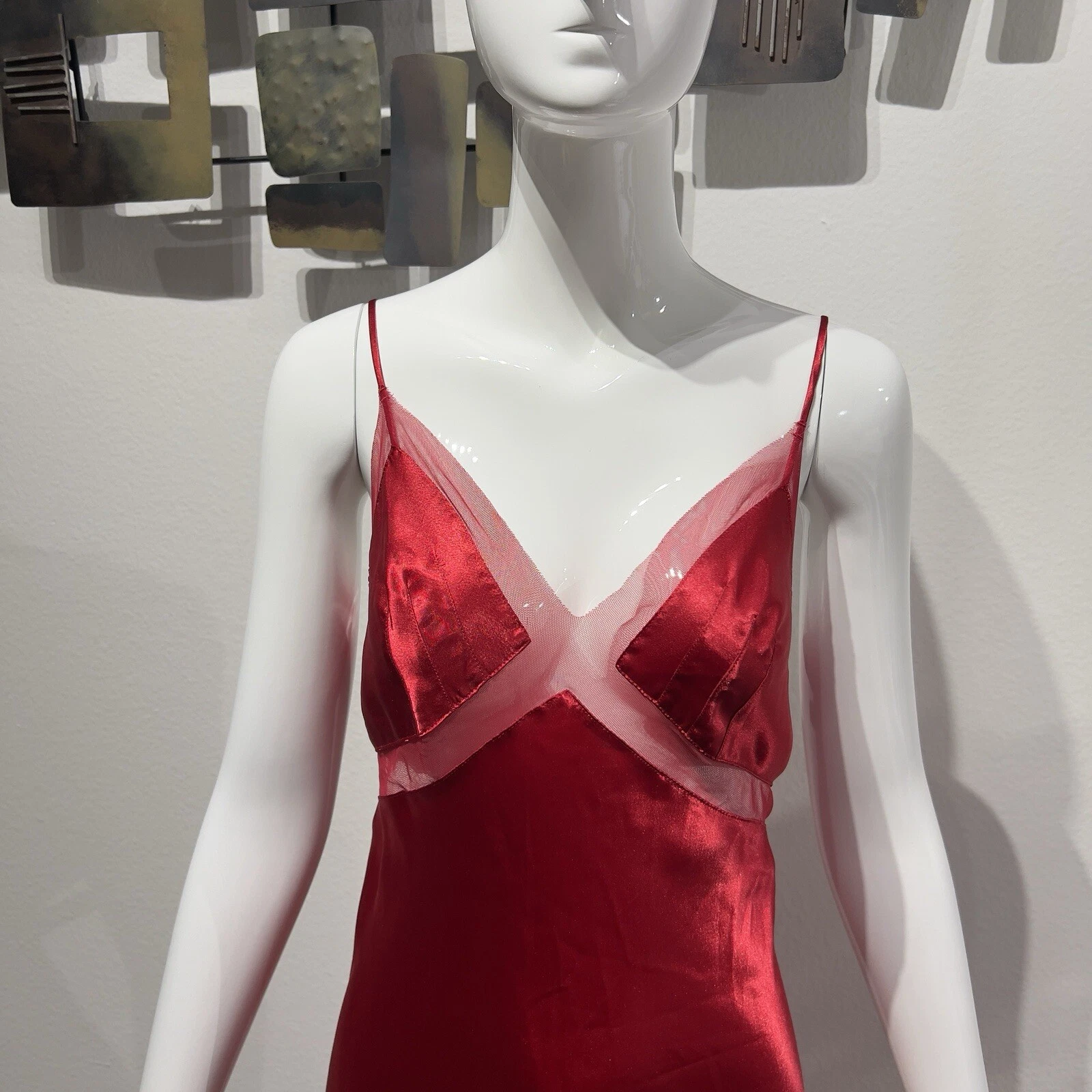 VALENTINO Abito lungo rosso slip Victoria’s Secret molto sexy effetto raso seta taglia large