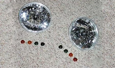 7" Tri Bar Street Hot Rat Rod H4 Headlights Interchangeable Colored Dots custom