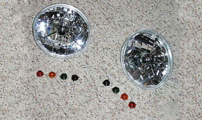 7'' Tri Bar Street Hot Rat Rod H4 Headlights Interchangeable Colored Dots custom