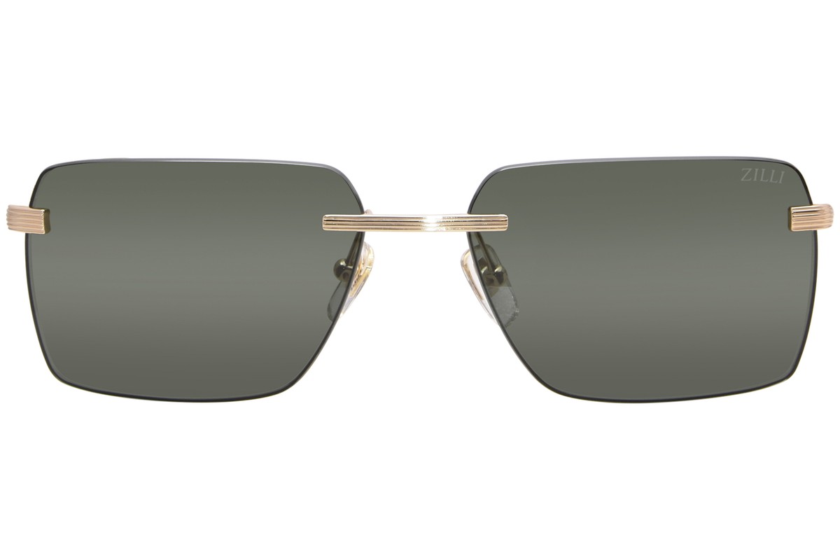 Zilli ZI65083 C03 Sunglasses Men's Shiny Gold/Green Rectangle