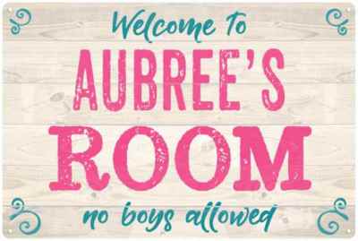 AUBREE'S Room Kids Bedroom Sign Personalized Metal Sign 108120089086