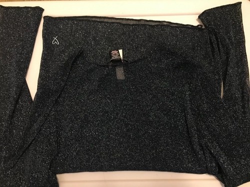 victoria secret S/XS Shimmer Black Sheer long Slv Top - Picture 4 of 4