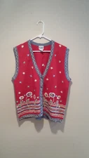 Vintage Clothing Tacky Floral Sweater Vest - Koret City Blues - Large L - Red