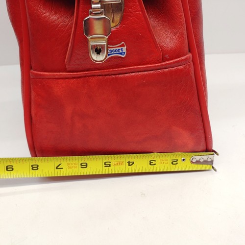 Vintage American Tourister Escort Carry on Luggage Bag Red Faux Leather Nice - Picture 12 of 13