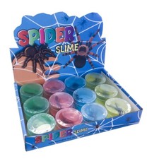 12 X SPIDER IN SLIME MINI POTS BULK BUY WHOLESALE PUTTY GOO BRIGHT PRANK CREEPY