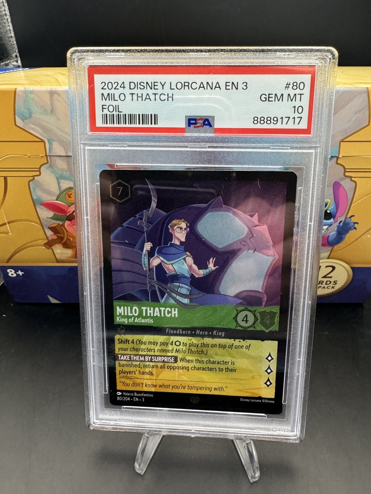 Disney Lorcana Milo Thatch - King of Atlantis FOIL 80 Into the Inklands PSA 10