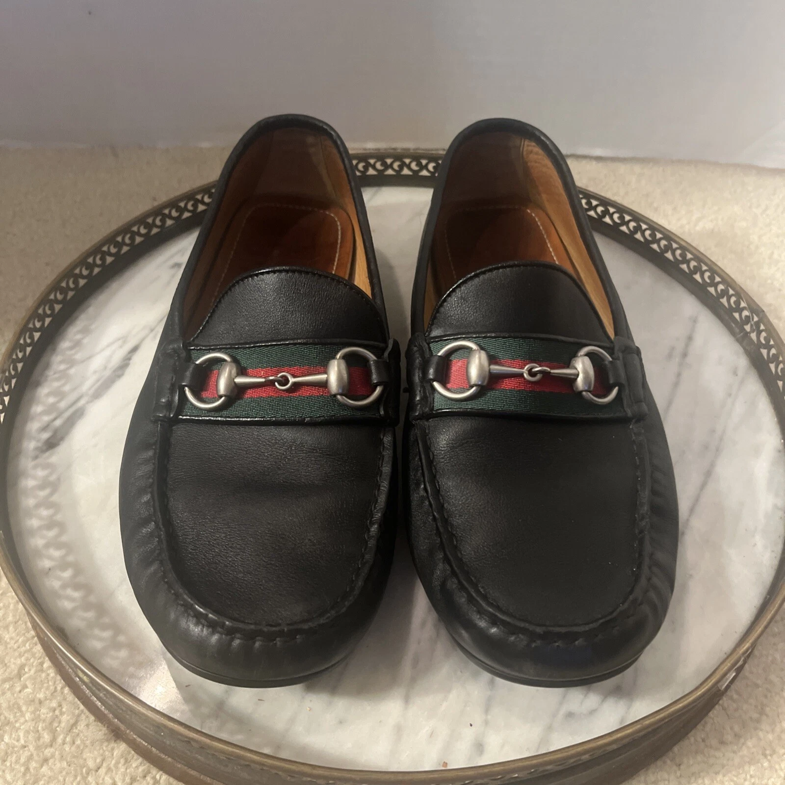 Chaussures de conduite homme Gucci en cuir noir pointure 7   04 Z 450829 excellent état