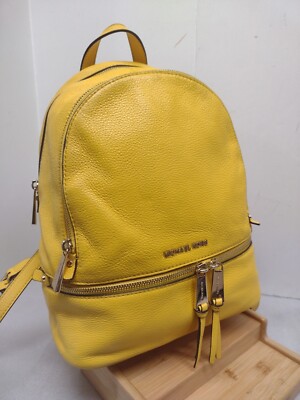 Michael Kors RHEA Backpack Sunflower Yellow Medium Pebbled
