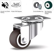 Furniture Castor Heavy Duty Rubber Wheels 25mm 40KG Caster Stainless Steel