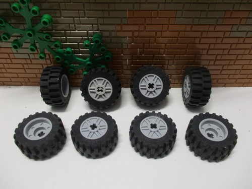 (F6/2 ) Lego 8 Reifen 30.4 x 14 graue Felge Auto Truck LKW Rad Räder Technic - Bild 2 von 3