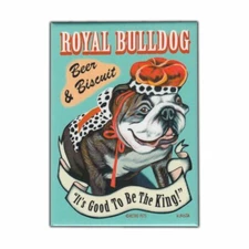 Retro Pets Magnet, Royal Bulldog Beer and Biscuit, Bulldog, 2.5" x 3.5"
