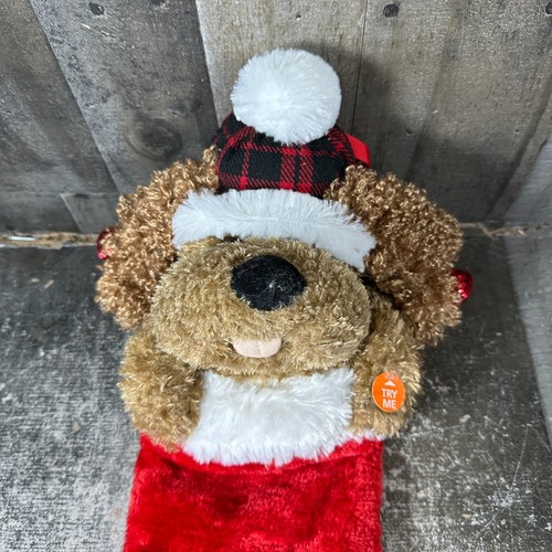 Dan Dee Dog Christmas Holiday Stocking Animated Ears Singing Bells - Picture 7 of 9