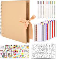 12 X 12 Inch Scrapbook Album with 10 Metallic Markers,80 Pages Craft Paper Photo