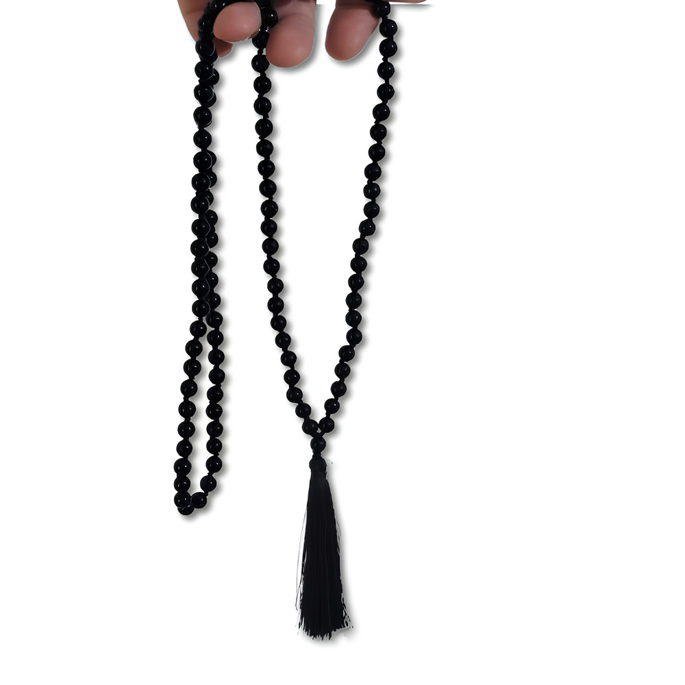 Obsidian Mala Beads Necklace Prayer 108 Worry Beads gemstone Japa Meditation