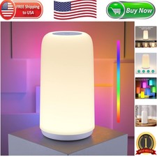 Sleek 3 Way Dimmable LED Nightstand Lamp with RGB Colors - Perfect for Bedrooms