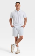 Men's Comfort Wear Striped Polo Shirt Size M Goodfellow  Co  Ligth Blue /Silver