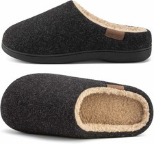 VeraCosy Men's Fuzzy Slip-on Slippers Warm Comfy Memory Foam Non-slip Size  8-9
