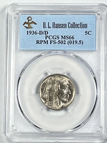 1936-D/D Buffalo Nickel : PCGS MS66  RPM FS-502  D.L. Hansen Collection