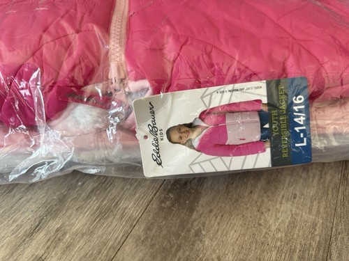 Eddie Bauer Girls' Youth Reversible Plush Jacket - Pink Size Large 14/16 - Picture 5 of 8