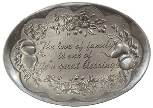Vintage Lenox Oval Pewter Tray Embossed Fruit Floral Design “The Love of Family”