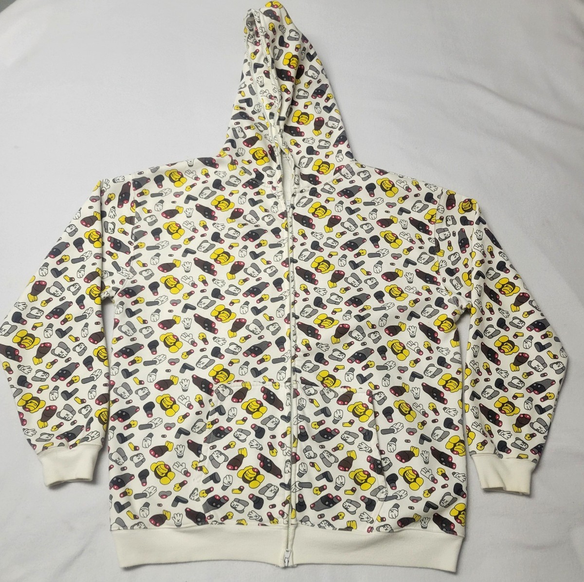 Vtg A Bathing Ape x Baby Milo Hoodie AOP Streetwear Monkey Parts