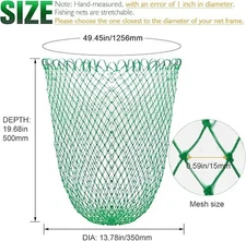 Fishing Net Fish Landing Net Foldable Fishing Replacement Net for Freshwater ...