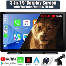 3-in-1 9' Wireless Apple CarPlay, Android Auto AI BOX w/Netflix YouTube WiFi GPS