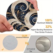 1pc Farmhouse Blue & Sand Color Round Aluminum Wall Art Sign - 8x8 Inch Scratch-